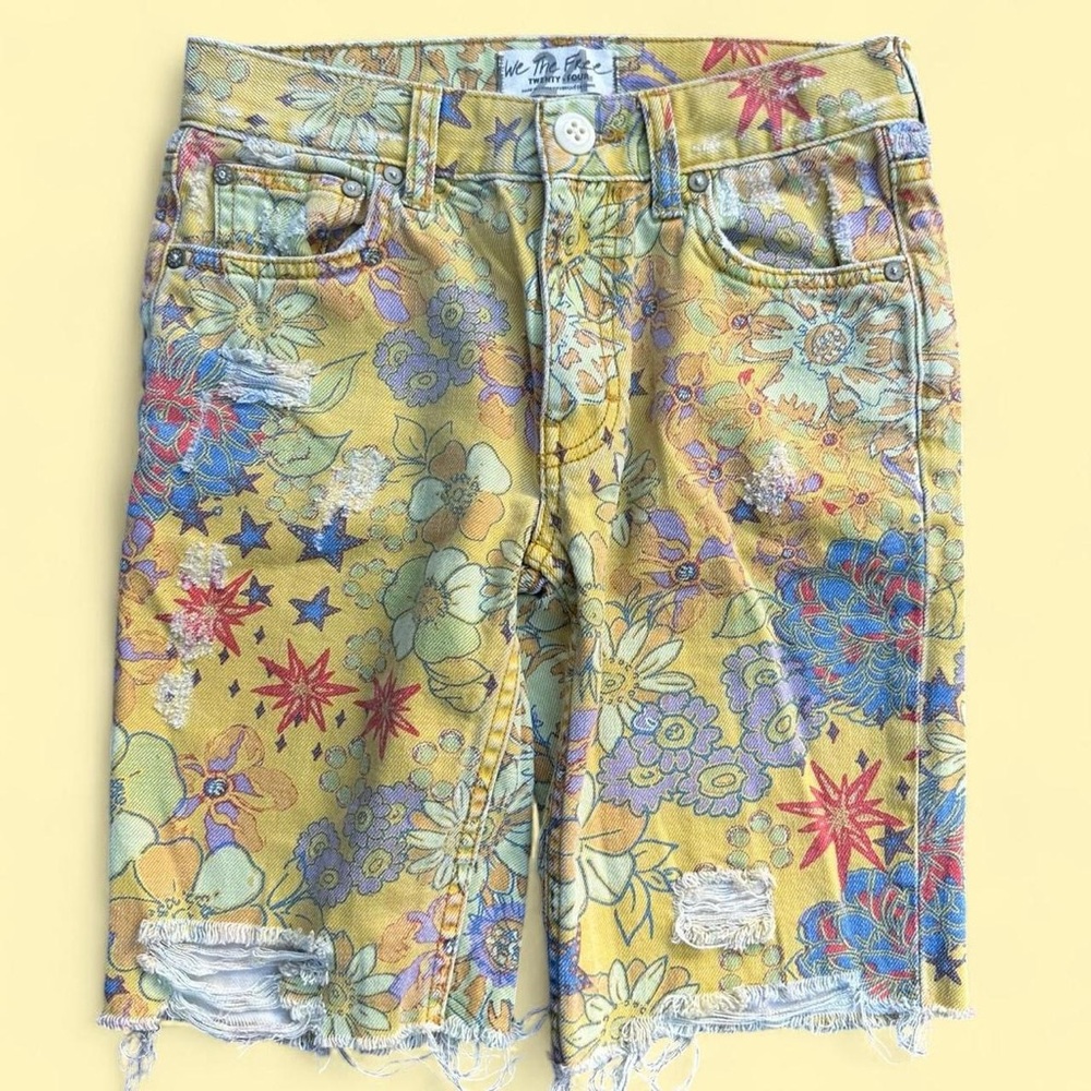 We The Free Multicolor Floral Denim Shorts